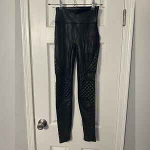 Spanx Black Faux Leather moto leggings